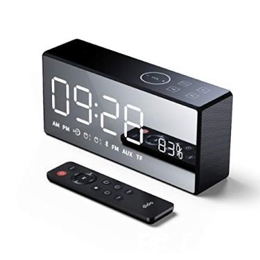Imagem de HIOD Alto-falante Bluetooth multifuncional sem fio grande display despertador rádio FM microfone embutido 15h Playime, preto
