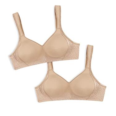 Imagem de Playtex Sutiã feminino 18 horas sem costura cobertura total 4049, disponível em um pacote único e com 2, Pacote com 2 - Nude, 36D