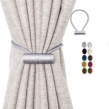 Imagem de Cortina Decorativa Magnética Fixação de Cortina Gancho Gancho de Cortina Poliéster Acessórios Decorativos para Casa, Prata, 4 PCS