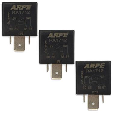 Imagem de Kit 3 Rele Auxiliar RA-1712 4 Pinos 12v 70 Amperes Linha Volks