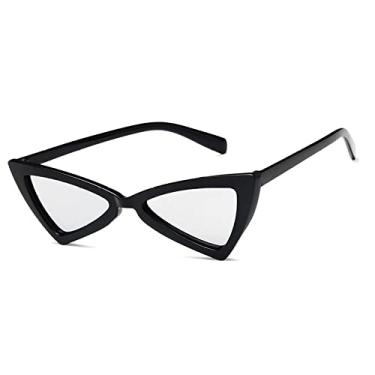 Imagem de Óculos de sol de armação de olho de gato mulheres sexy senhoras retro vintage prata preto triângulo vermelho óculos de sol feminino condução óculos, 4, China