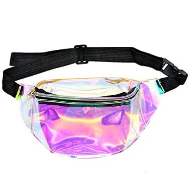 Imagem de BLLREMIPSUR Pochete Holográfica, Bolsa de Cintura Transparente à Prova D'água Aprovada pelo Estádio, Multicolor, Large