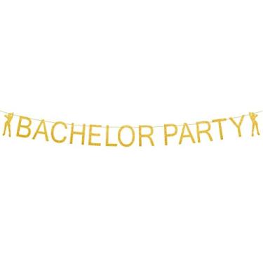 Imagem de Banner de festa de despedida de solteiro BroSash – Decorações de festa de despedida de solteiro sexy dourado e despedida de solteiro