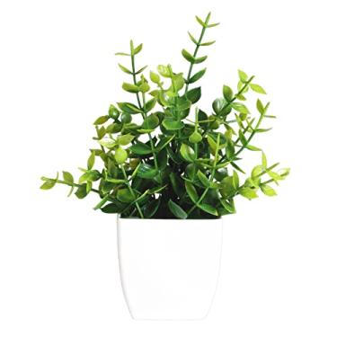 Imagem de Kasituny Simulação de plantas em vaso doméstico escritório dormitório desktop artificial eucalipto bonsai não murcha para hotel Um