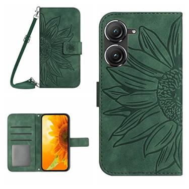Imagem de capa de proteção contra queda de celular Para ASUS ZenFone 9 Skin Feel Sun Flower Flip Leather Phone Case com cordão