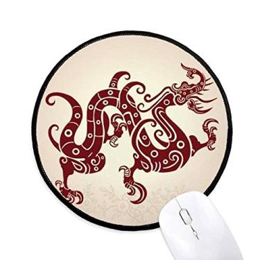 Imagem de DIYthinker Mouse pad retrato animal dragão chinês desktop escritório tapete redondo para computador