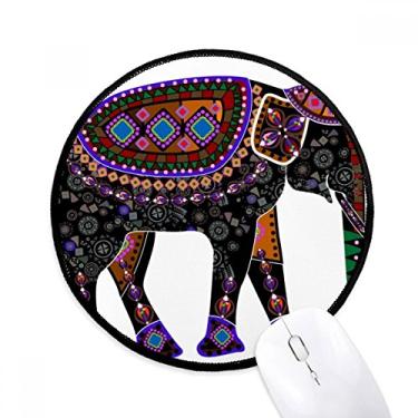Imagem de DIYthinker Elefante colorido China minoritário totem mouse pad desktop escritório tapete redondo para computador