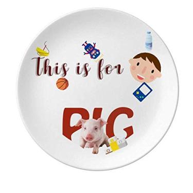 Imagem de Prato de porcelana propenso à postura de porco, prato redondo para jantar masculino