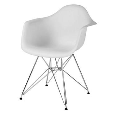 Imagem de Cadeira Eames Com Braco Base Cromada Branco Fosco - 16531 - Sun House