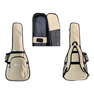 Imagem de Bag Capa Guitarra Formato Acolchoada Luxo Start Soft Case Cor Bege Com Alças de Costas Acolchoadas e Espuma Reforçada nas Laterais e Corpo