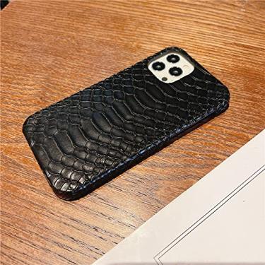 Imagem de Capa de telefone com padrão de pele Python 3D de luxo para iPhone 12 13 11 Pro XS Max 7 8 Plus X XR SE Capa traseira de plástico rígido, preta, para iPhone XR