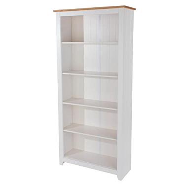 Imagem de Estante de Madeira Maciça com 5 Nichos - 177 Alt X 80 Larg X 29,6 Prof - Móveis para Sala e Quarto, Móvel para Casa - Acabamento em Cera e Laca Branca - PENSE DENTRO DA CAIXA
