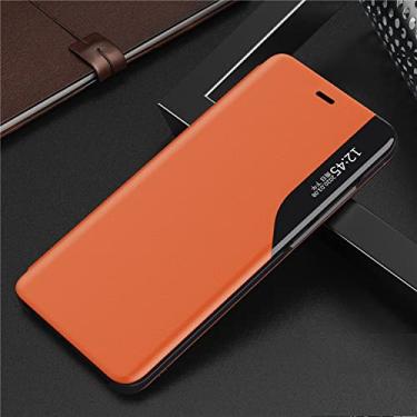 Imagem de Capa flip Smart Clear View para Samsung Galaxy S22 S21 Plus Note 20 Ultra S20 FE A53 A52 A72 5G A51 S23 A12 Capa de couro, laranja, para A52 5G