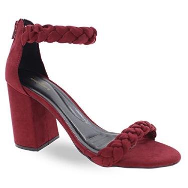Imagem de Sandália Modarpe Salto Bloco Grosso Feminina B06 Cor:Vermelho;Tamanho:34