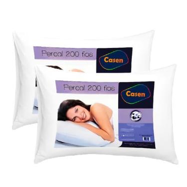 Imagem de Kit 2 Travesseiros 200 Fios Percal Fibra Siliconada Casen Pillow