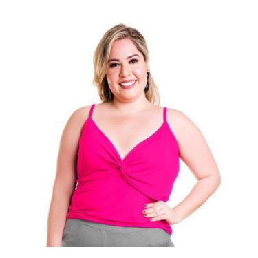 Imagem de Regata Alça Fina Com Torção No Decote Feminina Plus Size - 46 Ao 60 -