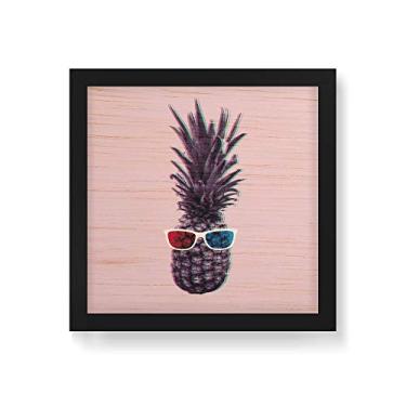 Imagem de Arte Maníacos Quadro Decorativo em Madeira Abacaxi 3D - 30x30cm (Moldura caixa em laca preta)