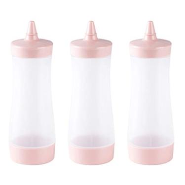 Imagem de 3 Pecas Cozinhar Garrafas Squeeze Garrafa De Mel Apertar Garrafas De Molho Garrafa De Aperto De Condimento Acessórios De Cozinha Rosa Garrafa De Pequeno Com Tampa Xarope