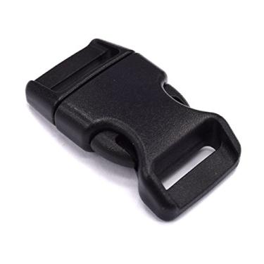 Imagem de FeeJoo Fivelas de liberação lateral de plástico contornadas de 1,5 cm para pulseiras de paracord de várias cores e quantidades, Preto, 25 pack