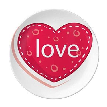 Imagem de Prato decorativo de porcelana Salver Salver para o Dia dos Namorados com coração rosa