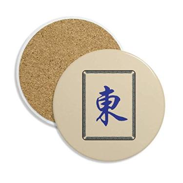Imagem de Wind East Mahjong Tiles Caneca porta-copos com proteção de mesa, pedra absorvente