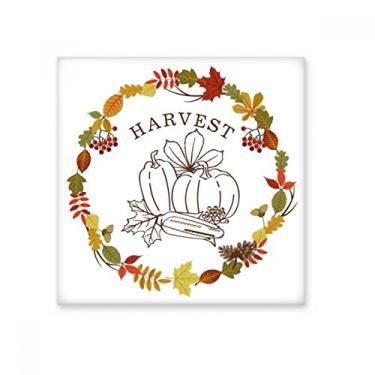 Imagem de Adesivo brilhante de azulejo de cerâmica com estampa de guirlanda de Dia de Ação de Graças de folha