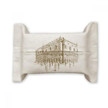 Imagem de Bolsa de linho de algodão com desenho de paisagem de papel para lenços faciais de arquitetura