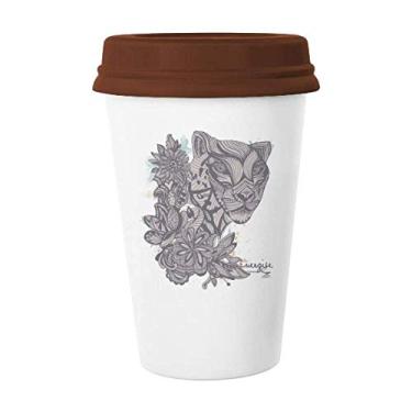 Imagem de Caneca de cerâmica com desenho de leopardo Art Deco, presente moderno caneca de café bebendo vidro cerâmica copo