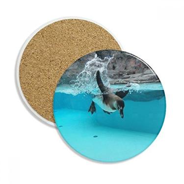 Imagem de Caneca para porta-copos com imagem da natureza do pinguim da Antártica do oceano, pedra absorvente de proteção de mesa