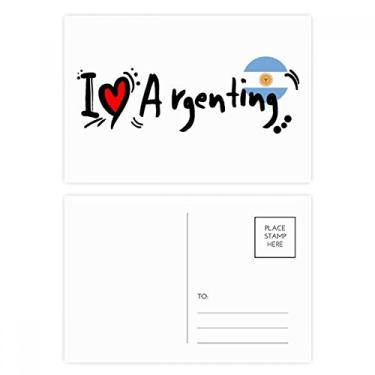 Imagem de I Love Argenting Bandeira da Palavra Love Heart Ilustration Conjunto de cartão postal Cartão de felicitações de aniversário