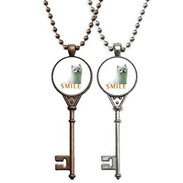 Imagem de OFFbb-USA Smile Dogs Pets Branco Art Deco Presente Fashion Chaveiro Pingente Decoração de Casal
