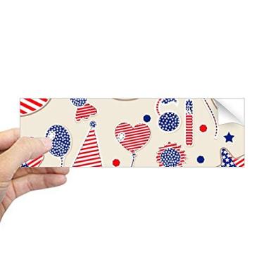 Imagem de DIYthinker Adesivo retangular com balão dos EUA, bandeira de coração, estrela, festival, para-choque, decalque para janela