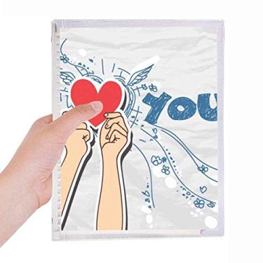 Imagem de Caderno "I Love You Valentine" de folhas soltas diário recarregável com placa de coração Holding Heart Sign