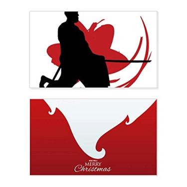 Imagem de Japan Asia Samurai Katana Sakura Hew Outline Holiday Holiday Merry Christmas Cartões de parabéns Mensagem de Natal