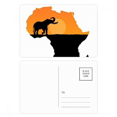Imagem de Mapa da África, Savanna, Elefante, Vida Silvestre Conjunto de Cartões Postal de Aniversário