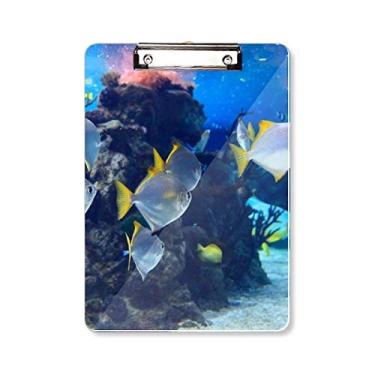Imagem de Prancheta com imagem da natureza de peixe oceano, pasta, bloco de notas A4