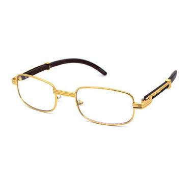 Imagem de SA106 Óculos de olho Art Nouveau estilo vintage com armação de metal oval, Retangular, ouro claro, tamanho �nico