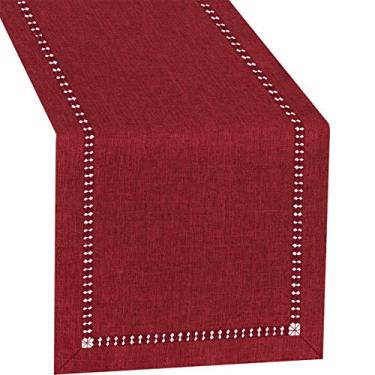 Imagem de (36cm x 180cm , Cranberry) - GRELUCGO Handmade Hemstitched Polyester Rectangle Table Runners And Dresser Scarves, Cranberry 36cm x 180cm
