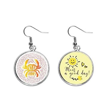 Imagem de Comida de caranguejo oceano viagem art deco, presente moderno gota de orelha sol brincos joia moderna