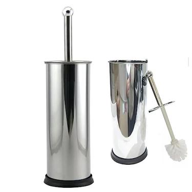 Imagem de ESCOVA INOX Vaso Sanitário LIMPEZA Privada ESCOVINHA Banheiro COM SUPORTE INOX 34cm