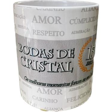 Imagem de Caneca Porcelana 330ml Bodas De Cristal 15 Anos - Almofadinha E Cia