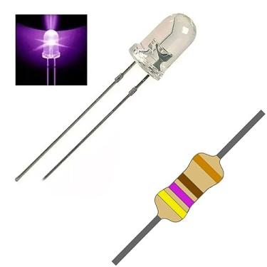 Imagem de 20 Led UV Ultra Violeta de 5mm Alto Brilho + 20 Resistores de 470 ohms