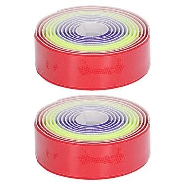 Imagem de Fita para Guidão de Bicicleta, 2 Peças de EVA Macio Antiderrapante para Guidão de Bicicleta Com Tira de Borracha para Ciclismo (vermelho amarelo e roxo)