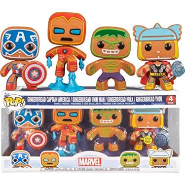 Imagem de Funko POP! Pacote com 4 Capitão América, Homem de Ferro, Hulk e Thor (Marvel), Edição Especial (Brilha no Escuro) (FUN66845)