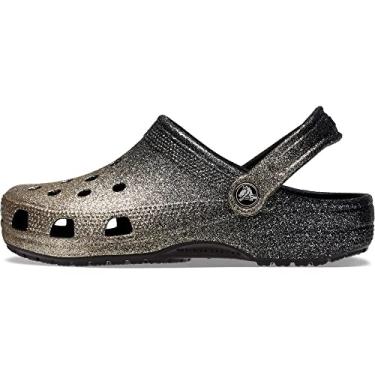 Imagem de Crocs Unissex-Adulto Clássico Sparkly Clogs | Sapatos Metálico e Glitter para Mulheres, Preto/dourado, 7 Women/5 Men