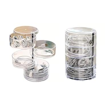 Imagem de Organizador de armazenamento de cabo de carregador – fácil armazenamento sem abraçadeiras – organizadores de acessórios para gaveta de mesa (4 grades)