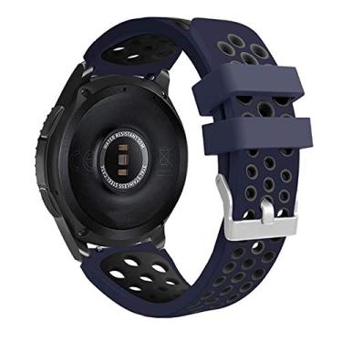 Imagem de Pulseira 22mm Esportiva compatível com Samsung Galaxy Watch 3 45mm - Galaxy Watch1 46mm - Gear S3 Frontier - Amazfit GTR 47mm - Amazfit GTR 2 - Amazfit GTR 3 PRO - Marca LTIMPORTS (Azul/Preto)
