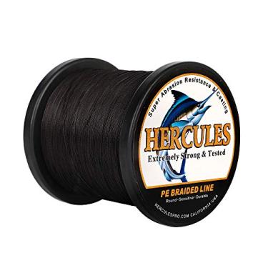 Imagem de Hercules Linha de pesca trançada super forte 4 fios super econômico de 1,8 kg a 2,3 kg Teste para água salgada, 109/328 / 547/1094 jardas (100 m / 300 m / 500 m / 1000 m), Diam# 0,08 mm - 0,55 mm Água salgada, Preto, 100LB(45.4KG)-0.55MM-547YDS(500M)
