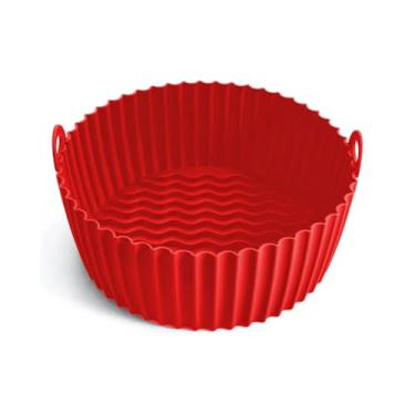 Imagem de Forma De Silicone Flexível Reutilizável Antiaderente Para Fritadeira Elétrica Air Fryer (Vermelha)