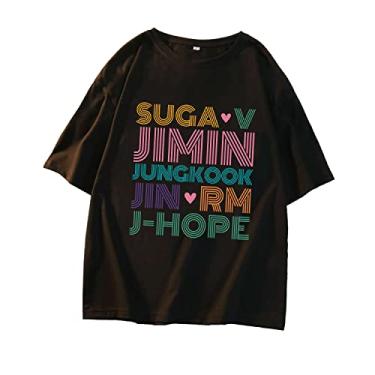 Imagem de Camiseta solta de algodão Suga vs Jimin Jungkook Jin RM J-Hope Merch para fãs de K-Pop, Preto, GG